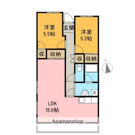 ルネス月の輪 302 ｜ 静岡県富士宮市星山（賃貸マンション2LDK・3階・63.10㎡） その2