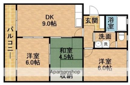 静岡県浜松市中央区和合町(賃貸マンション3DK・1階・54.44㎡)の写真 その2