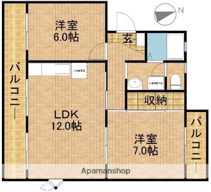 静岡県浜松市中央区瓜内町(賃貸マンション2LDK・3階・55.69㎡)の写真 その2