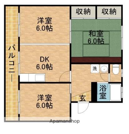 静岡県浜松市中央区曳馬４丁目(賃貸アパート3DK・1階・53.90㎡)の写真 その2