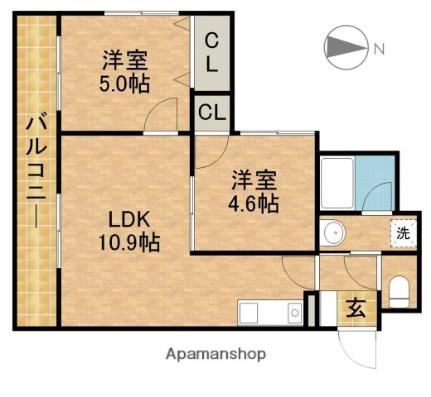 静岡県浜松市中央区海老塚１丁目(賃貸マンション2LDK・3階・46.49㎡)の写真 その2