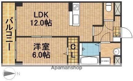 静岡県浜松市中央区中田町(賃貸マンション1LDK・2階・45.36㎡)の写真 その2
