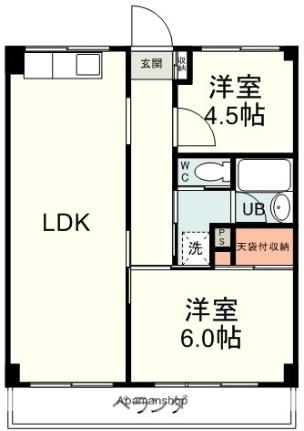 静岡中央マンション 103｜静岡県静岡市駿河区八幡２丁目(賃貸マンション2LDK・2階・52.80㎡)の写真 その2