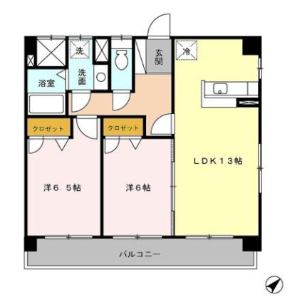 アントゥレ・ゼンザ 201｜静岡県静岡市葵区銭座町(賃貸マンション2LDK・2階・58.80㎡)の写真 その2