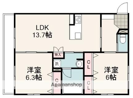 ヴェリタ曲金 103｜静岡県静岡市駿河区曲金２丁目(賃貸マンション2LDK・1階・61.38㎡)の写真 その2