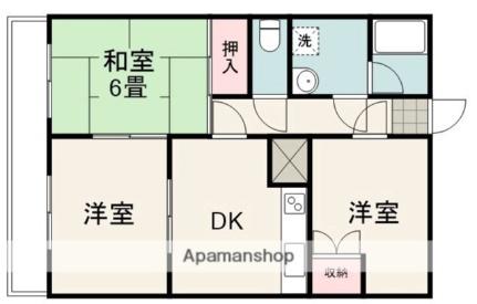 サンパレス中田4 202｜静岡県静岡市駿河区中田４丁目(賃貸マンション3DK・2階・56.70㎡)の写真 その2