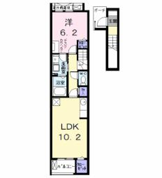 アンソレイユ 2階1LDKの間取り