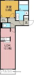 愛知高速東部丘陵線 杁ヶ池公園駅 徒歩5分の賃貸アパート 3階1LDKの間取り