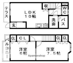 プレジオＢ 2階2LDKの間取り