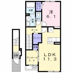 グランエスポワール青山 2階1LDKの間取り