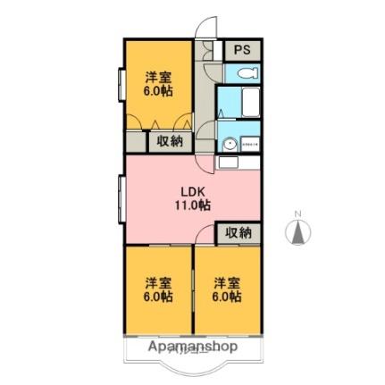 サニーヒル 101｜三重県四日市市川北１丁目(賃貸マンション3LDK・1階・63.70㎡)の写真 その2