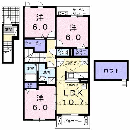 カーザ・プラシードＢ 202｜三重県桑名市大字大福(賃貸アパート3LDK・2階・68.16㎡)の写真 その2