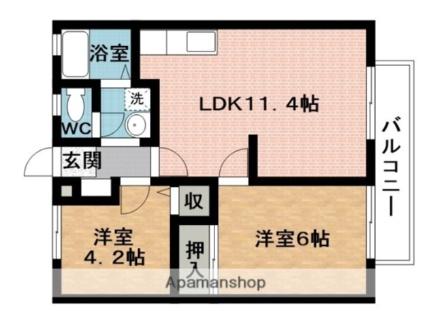 ヒルズソシアＡ ｜三重県伊賀市緑ケ丘東町(賃貸アパート2LDK・2階・46.37㎡)の写真 その2