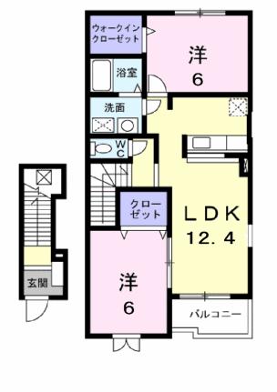 ファミリータイズI 204｜滋賀県愛知郡愛荘町愛知川(賃貸アパート2LDK・2階・58.52㎡)の写真 その2