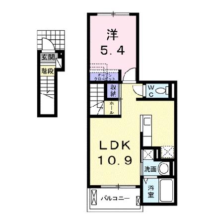 メルシーガーデン坂本 204 ｜ 滋賀県大津市坂本１丁目（賃貸アパート1LDK・2階・41.27㎡） その2