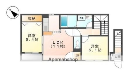 滋賀県彦根市野瀬町(賃貸アパート2LDK・2階・52.88㎡)の写真 その2