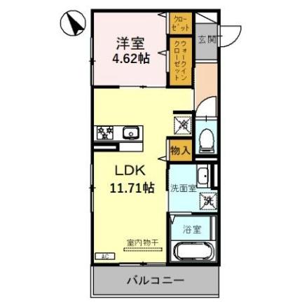 滋賀県栗東市綣５丁目(賃貸アパート1LDK・3階・42.00㎡)の写真 その2