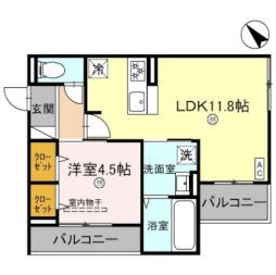 JR東海道・山陽本線 栗東駅 徒歩9分の賃貸アパート 3階1LDKの間取り