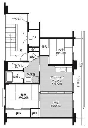 ビレッジハウス小堀1号棟 0305｜滋賀県長浜市小堀町(賃貸マンション3DK・3階・53.08㎡)の写真 その2