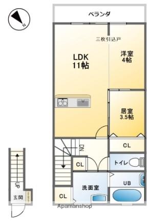 アマネクイースト 202｜滋賀県彦根市栄町１丁目(賃貸アパート2LDK・2階・48.99㎡)の写真 その2