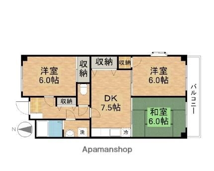 フランソア瀬田 206｜滋賀県大津市大萱１丁目(賃貸マンション3DK・2階・60.99㎡)の写真 その2