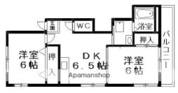 JR東海道・山陽本線 守山駅 バス10分 国道辻下車 徒歩7分の賃貸アパート 2階2DKの間取り