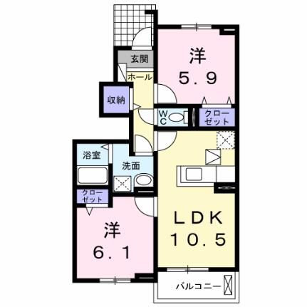 アクア　リージョン 103 ｜ 滋賀県愛知郡愛荘町愛知川（賃貸アパート2LDK・1階・53.93㎡） その2