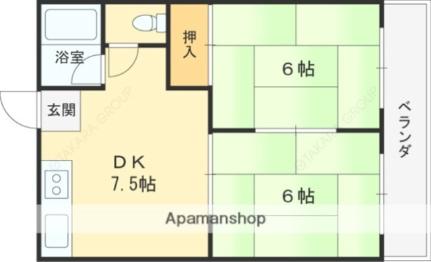 レジデンス西田Ｂ棟 202｜大阪府高槻市大蔵司１丁目(賃貸アパート2DK・2階・39.00㎡)の写真 その2