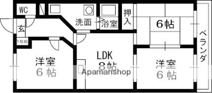 コーポラス栄 102｜大阪府高槻市栄町４丁目(賃貸マンション3DK・1階・56.60㎡)の写真 その2