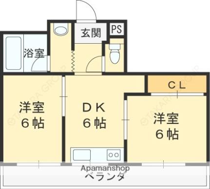 スカイハイツ 302｜大阪府東大阪市日下町７丁目(賃貸マンション2DK・2階・40.00㎡)の写真 その2