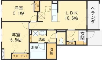 アット横小路 106｜大阪府東大阪市横小路町６丁目(賃貸アパート2LDK・1階・52.67㎡)の写真 その2