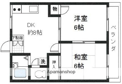 Ｂ．ＷＰＡＲＴII 205｜大阪府堺市中区土塔町(賃貸アパート2DK・2階・40.00㎡)の写真 その2