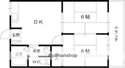 香里山之手マンション 101｜大阪府枚方市香里園山之手町(賃貸マンション2DK・1階・40.00㎡)の写真 その2