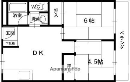 清水谷コーポ 102｜大阪府寝屋川市末広町(賃貸マンション2LDK・1階・49.40㎡)の写真 その2