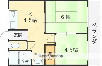 秀栄マンション 101｜大阪府東大阪市六万寺町３丁目(賃貸マンション2K・1階・34.97㎡)の写真 その2