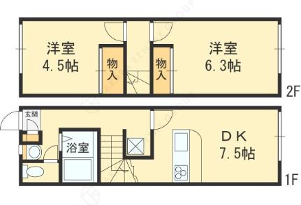 レオパレスシャルマンII 114｜大阪府羽曳野市樫山(賃貸アパート2DK・1階・49.68㎡)の写真 その2