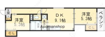 クリエオーレ衣摺II 101｜大阪府東大阪市衣摺４丁目(賃貸アパート2DK・1階・47.66㎡)の写真 その2