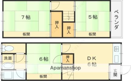 稲田本町1丁目テラスハウス 1｜大阪府東大阪市稲田本町１丁目(賃貸一戸建3DK・2階・51.44㎡)の写真 その2