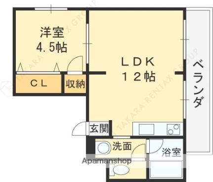 長吉ハイツ 404｜大阪府大阪市東成区深江北１丁目(賃貸マンション1LDK・4階・35.64㎡)の写真 その2