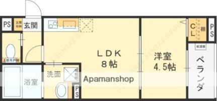 ＣＲＡＳＴＩＮＥ大蓮北4丁目Ｂ 201｜大阪府東大阪市大蓮北４丁目(賃貸アパート1LDK・2階・30.84㎡)の写真 その2