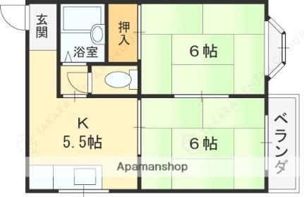 大阪府羽曳野市南恵我之荘２丁目(賃貸マンション2DK・3階・43.00㎡)の写真 その2