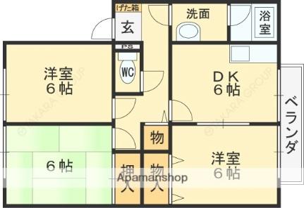 大阪府羽曳野市伊賀１丁目（賃貸アパート3DK・2階・59.10㎡） その2