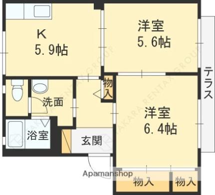 ラ・フォーレ深井Ｈ棟 101｜大阪府堺市中区深井中町(賃貸アパート2K・1階・43.00㎡)の写真 その2