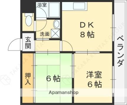 大阪府東大阪市小阪本町１丁目(賃貸マンション2DK・3階・37.00㎡)の写真 その2