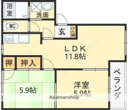 メゾンドヴェール（ＡーＤ棟） A101｜大阪府松原市新堂２丁目(賃貸アパート2LDK・1階・50.00㎡)の写真 その2