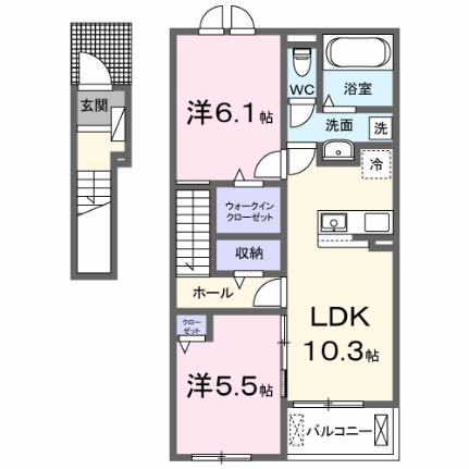 スペチアーレ　ドゥーエ 203｜大阪府羽曳野市古市２丁目(賃貸アパート2LDK・2階・56.12㎡)の写真 その2