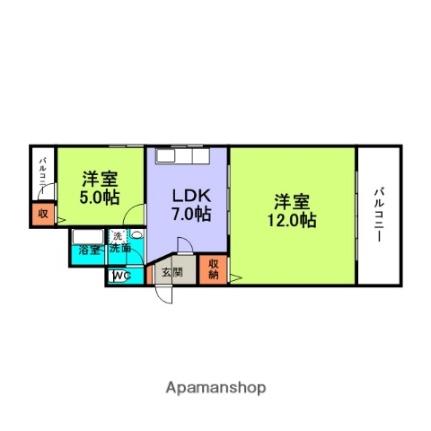 第2ユーロハイツ東豊中 206｜大阪府豊中市熊野町４丁目(賃貸マンション2DK・2階・51.08㎡)の写真 その2