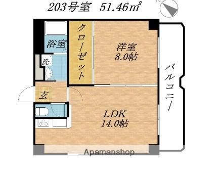 大阪府大阪市港区田中１丁目(賃貸マンション2DK・2階・51.46㎡)の写真 その2