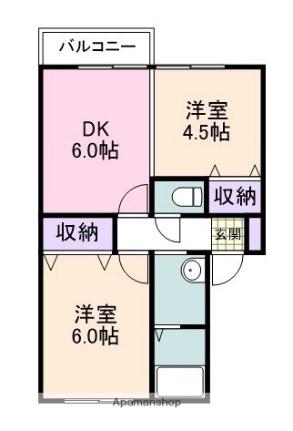 コースト阪南 B203 ｜ 大阪府阪南市尾崎町４丁目（賃貸アパート2DK・2階・40.39㎡） その2