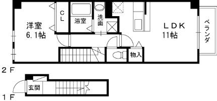 アウローラ松風 205｜兵庫県伊丹市鋳物師４丁目(賃貸アパート1LDK・2階・44.90㎡)の写真 その2